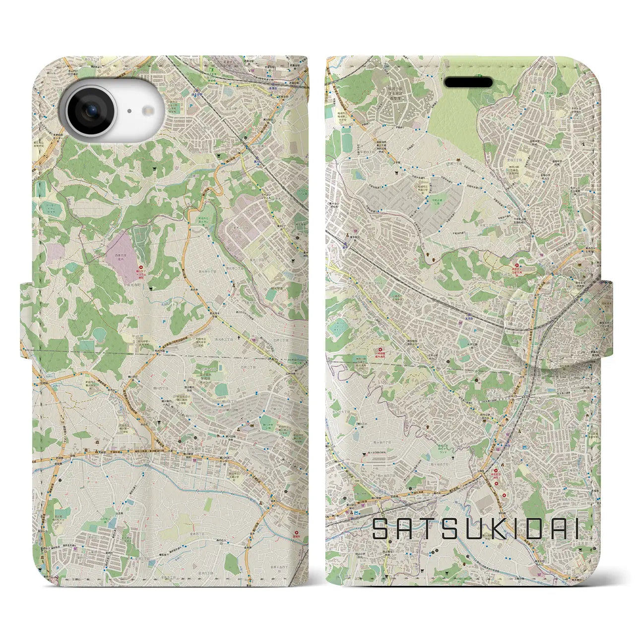 【五月台(神奈川県)】地図柄iPhoneケース(手帳タイプ)