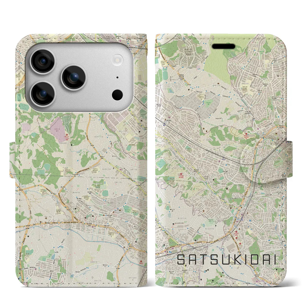 【五月台(神奈川県)】地図柄iPhoneケース(手帳タイプ)