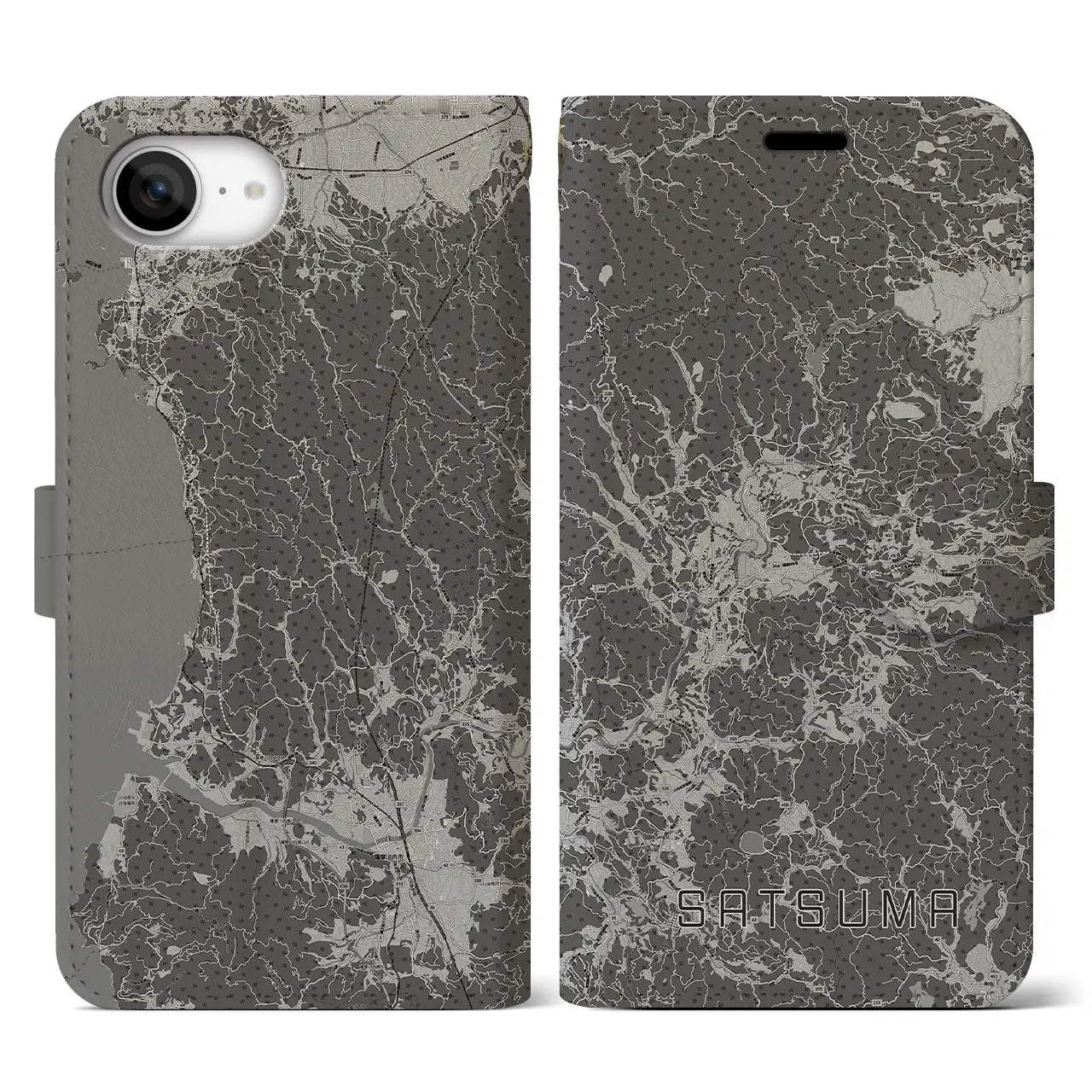 【さつま(鹿児島県)】地図柄iPhoneケース(手帳タイプ)