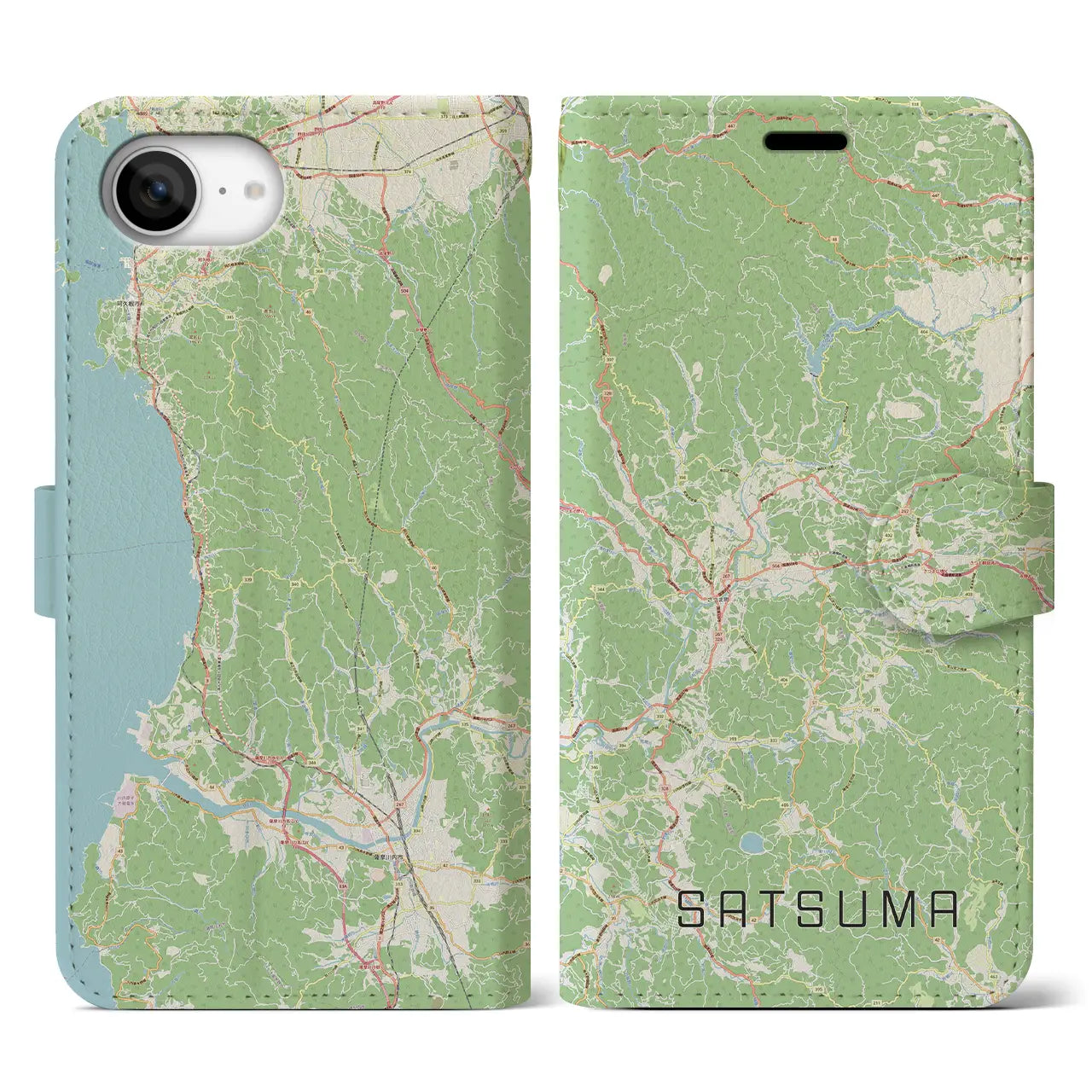 【さつま(鹿児島県)】地図柄iPhoneケース(手帳タイプ)