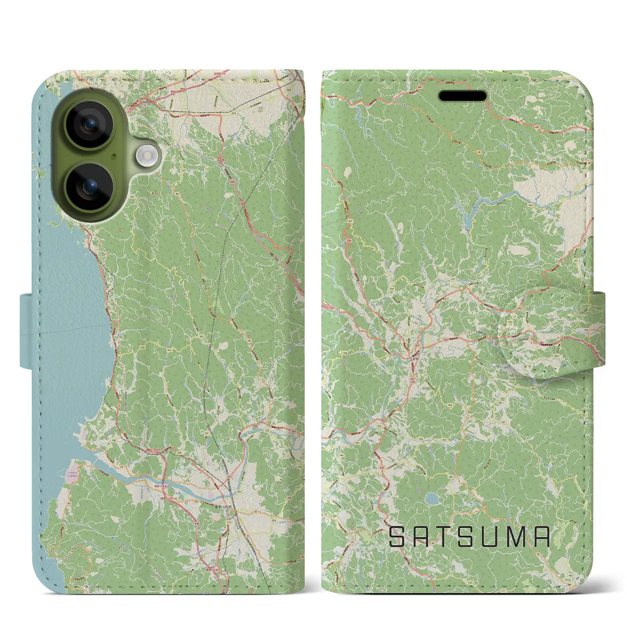 【さつま(鹿児島県)】地図柄iPhoneケース(手帳タイプ)