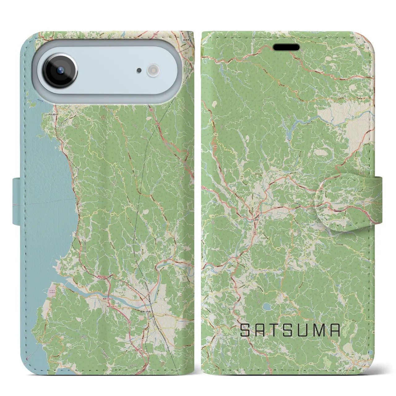 【さつま(鹿児島県)】地図柄iPhoneケース(手帳タイプ)