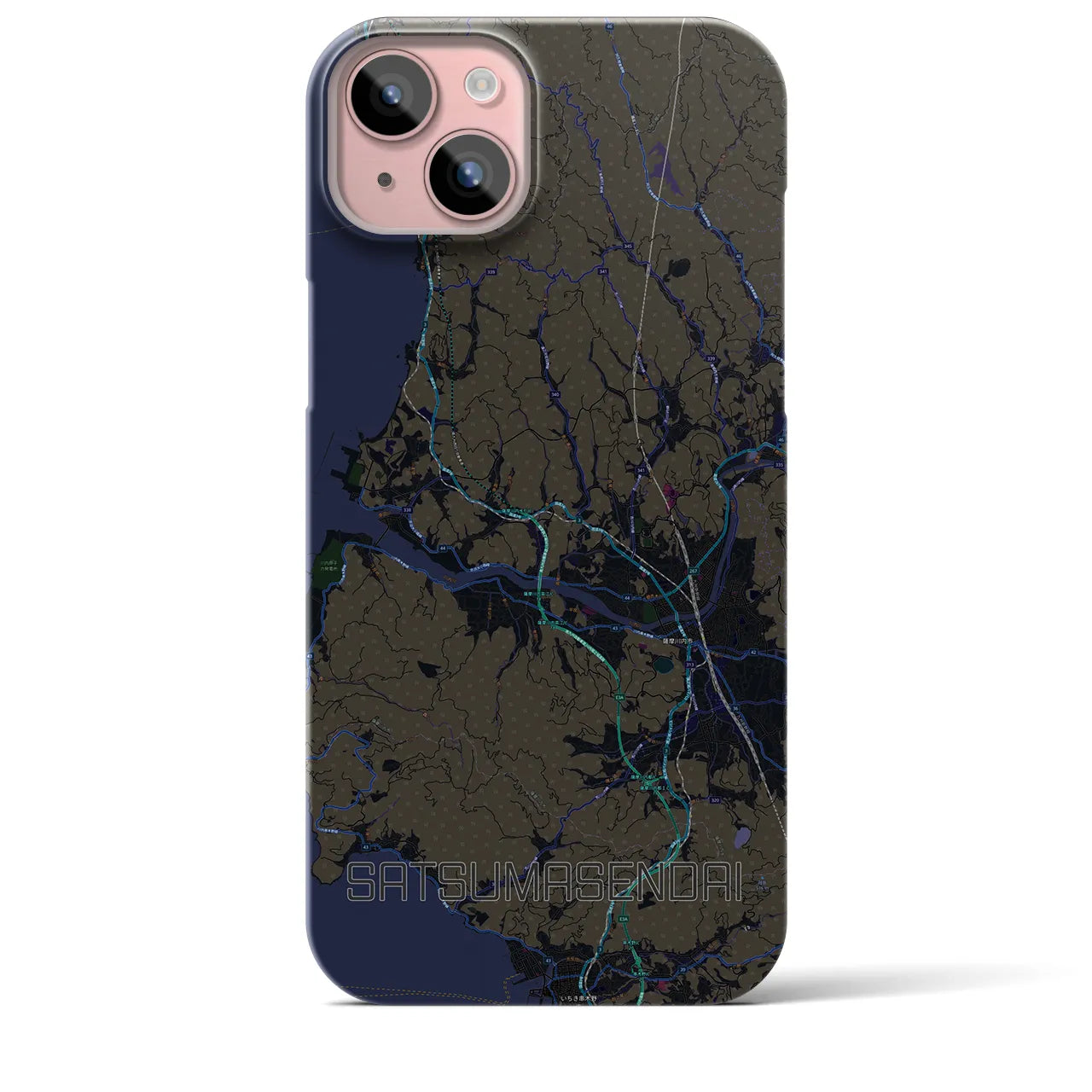【薩摩川内(鹿児島県)】地図柄iPhoneケース(バックカバータイプ)