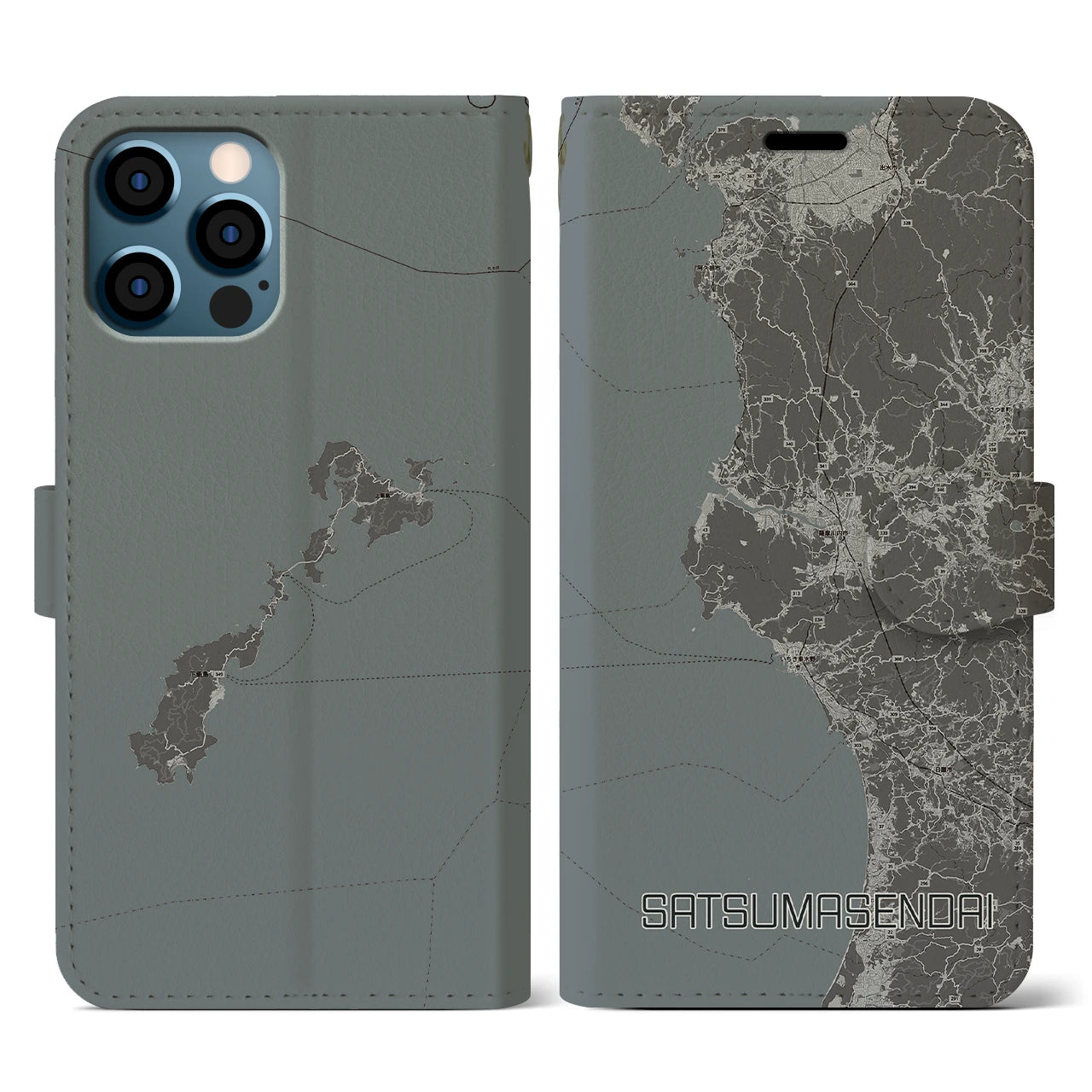 【薩摩川内(鹿児島県)】地図柄iPhoneケース(手帳タイプ)
