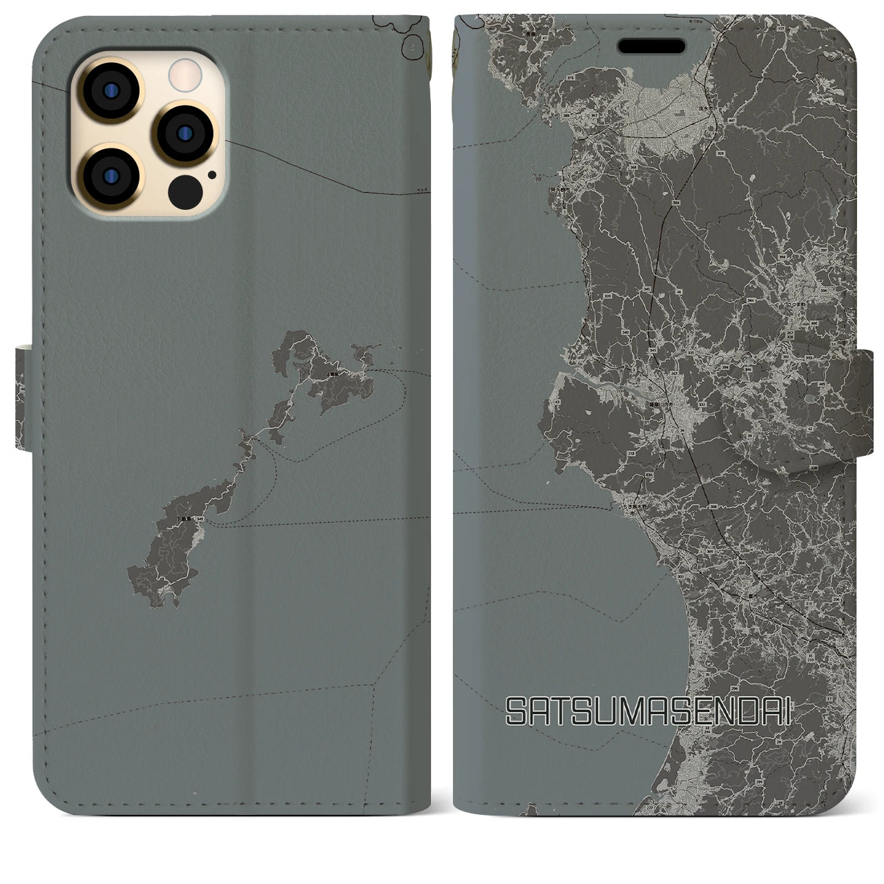 【薩摩川内(鹿児島県)】地図柄iPhoneケース(手帳タイプ)