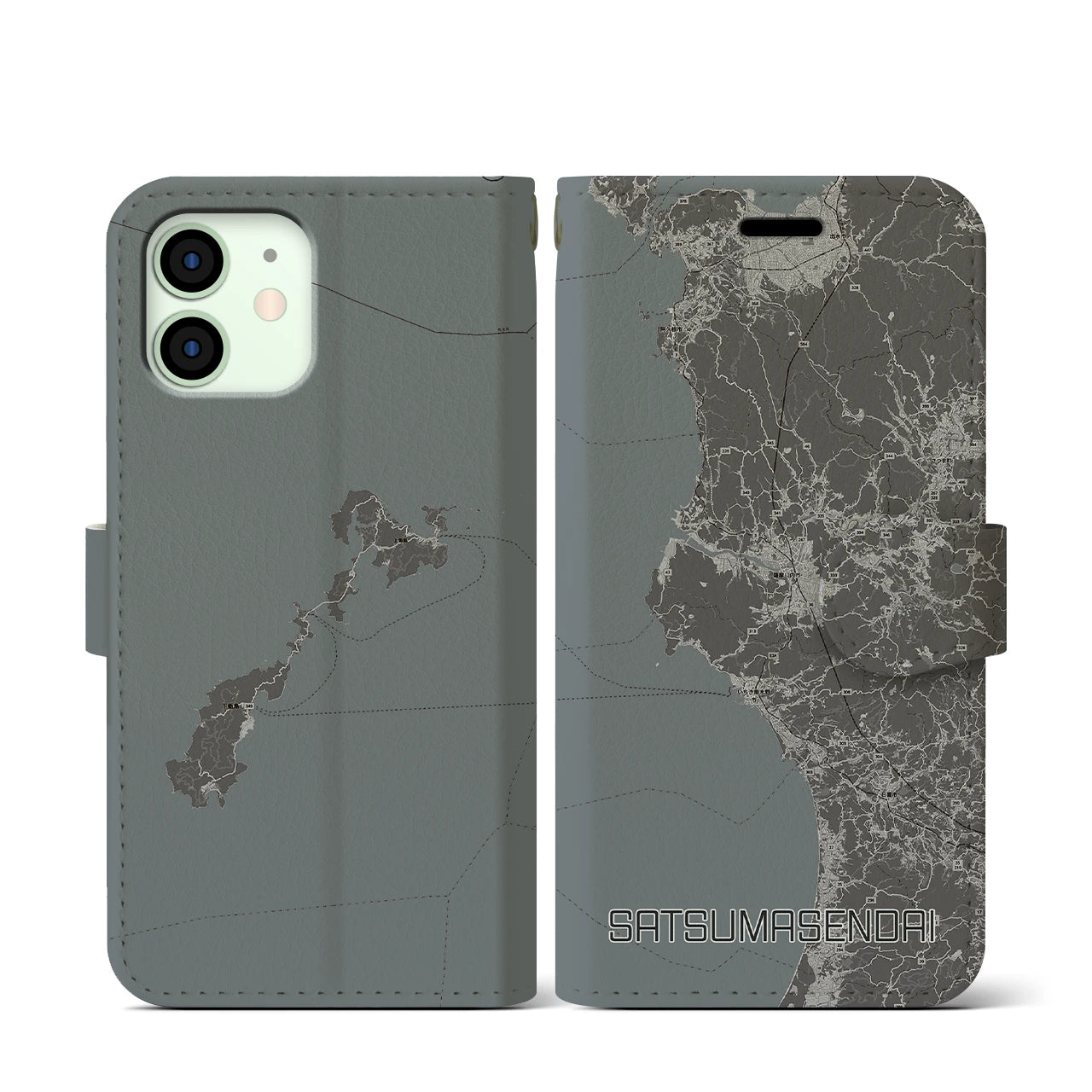 【薩摩川内(鹿児島県)】地図柄iPhoneケース(手帳タイプ)