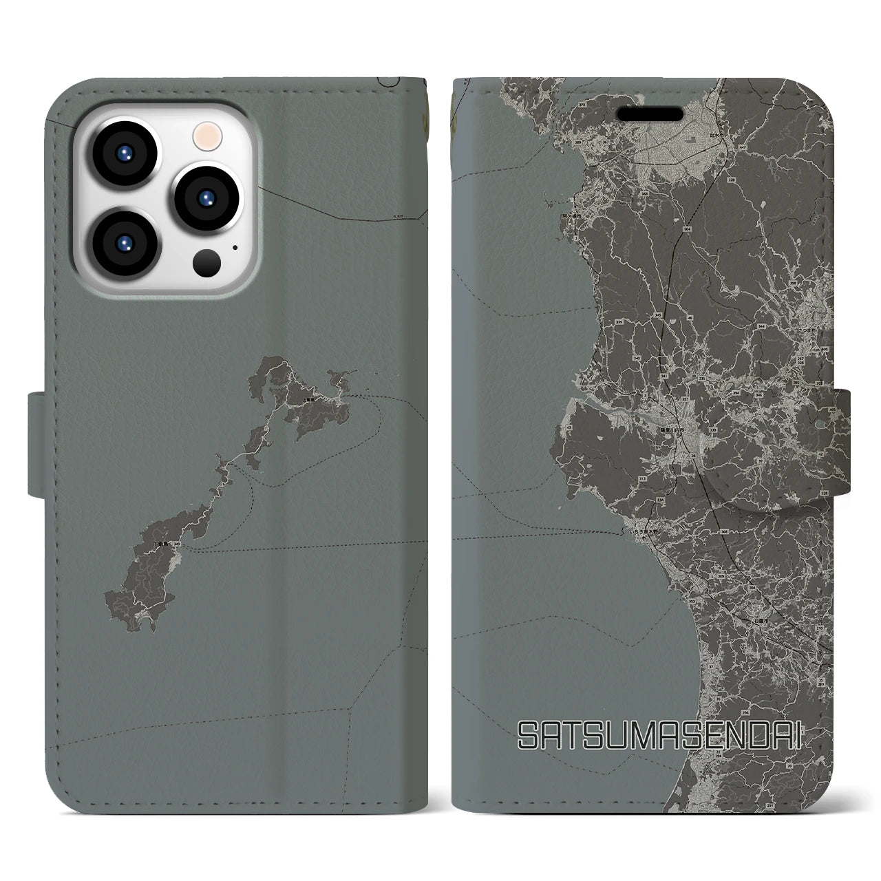 【薩摩川内(鹿児島県)】地図柄iPhoneケース(手帳タイプ)