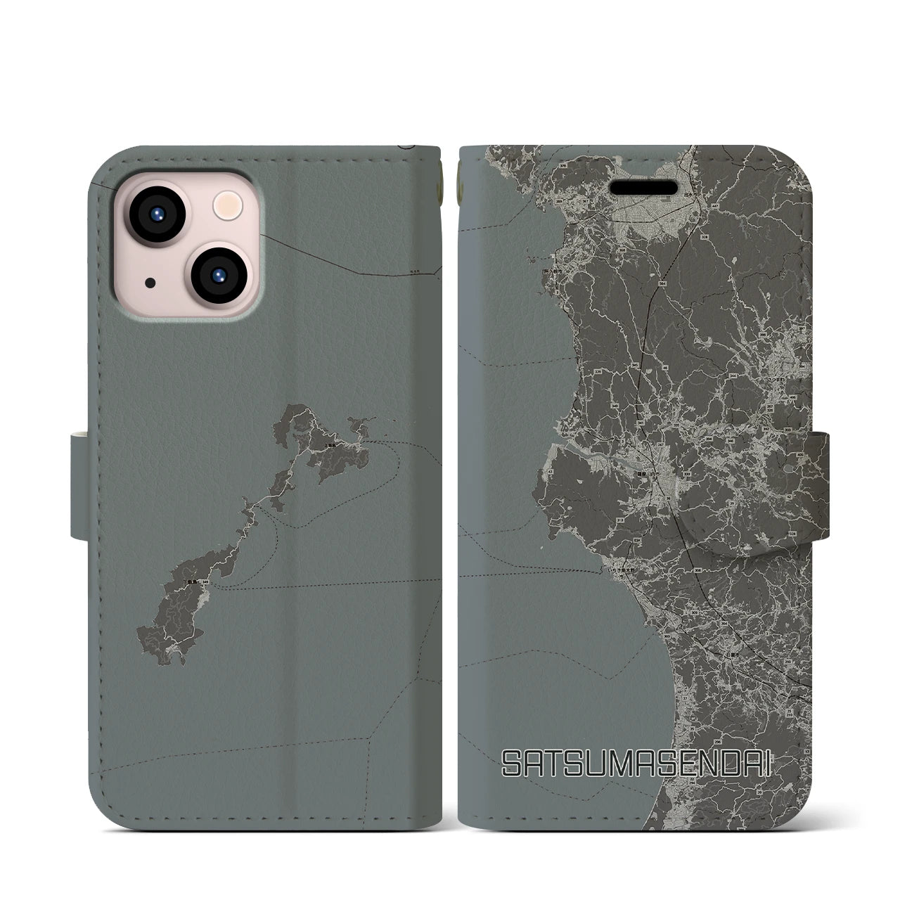 【薩摩川内(鹿児島県)】地図柄iPhoneケース(手帳タイプ)