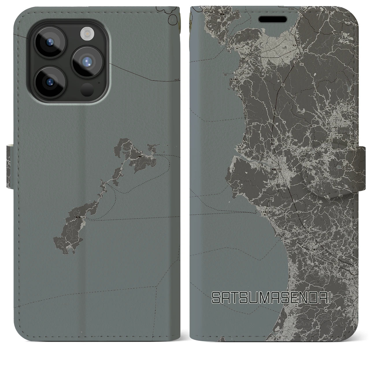 【薩摩川内(鹿児島県)】地図柄iPhoneケース(手帳タイプ)