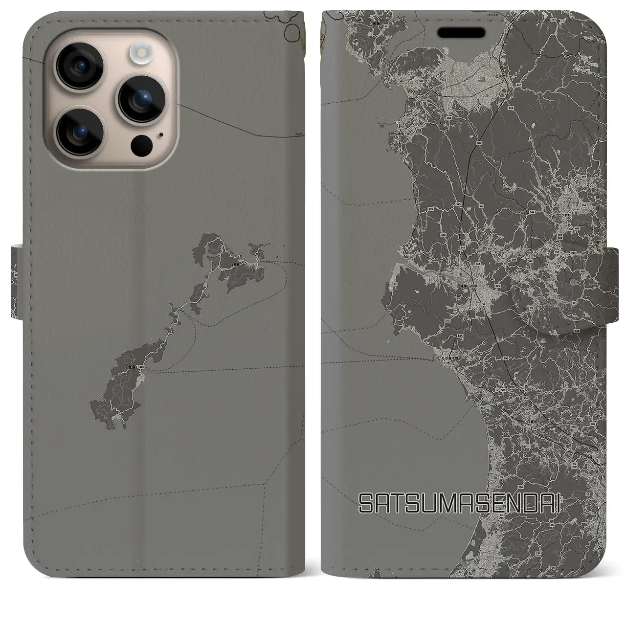 【薩摩川内(鹿児島県)】地図柄iPhoneケース(手帳タイプ)