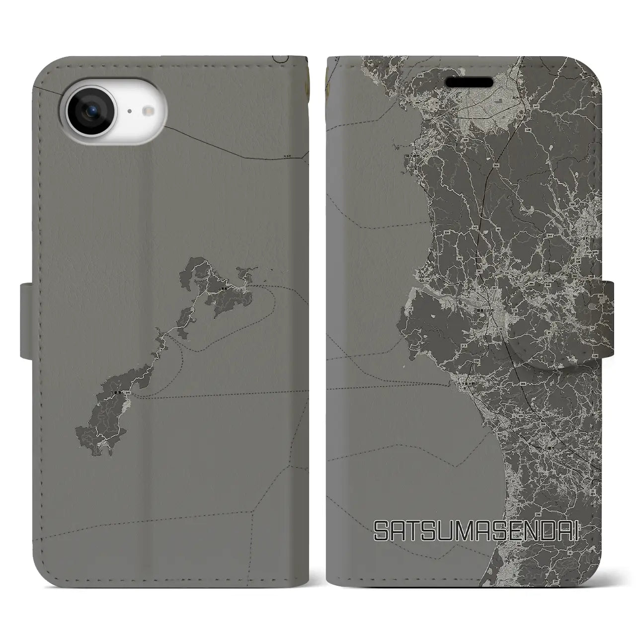 【薩摩川内(鹿児島県)】地図柄iPhoneケース(手帳タイプ)