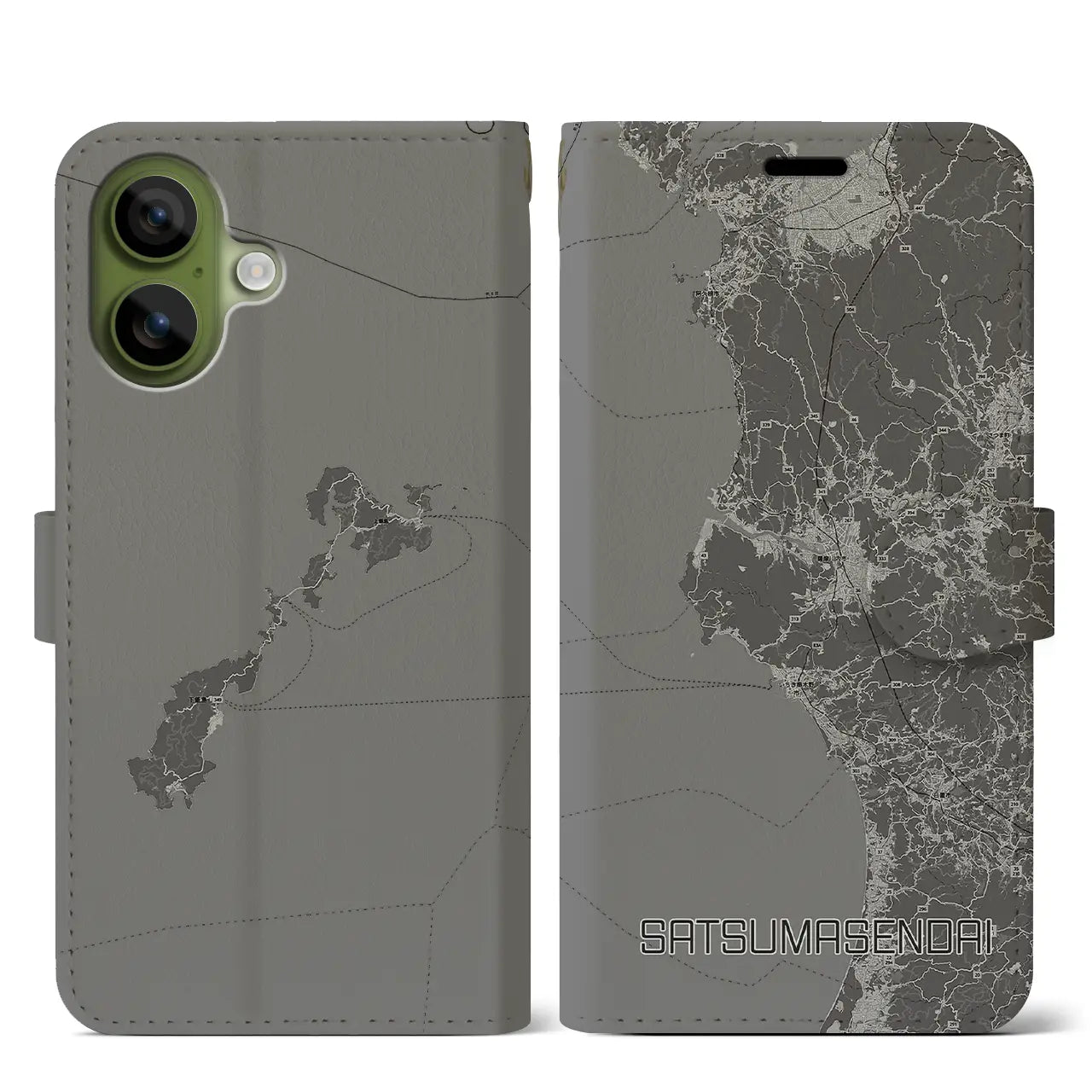 【薩摩川内(鹿児島県)】地図柄iPhoneケース(手帳タイプ)