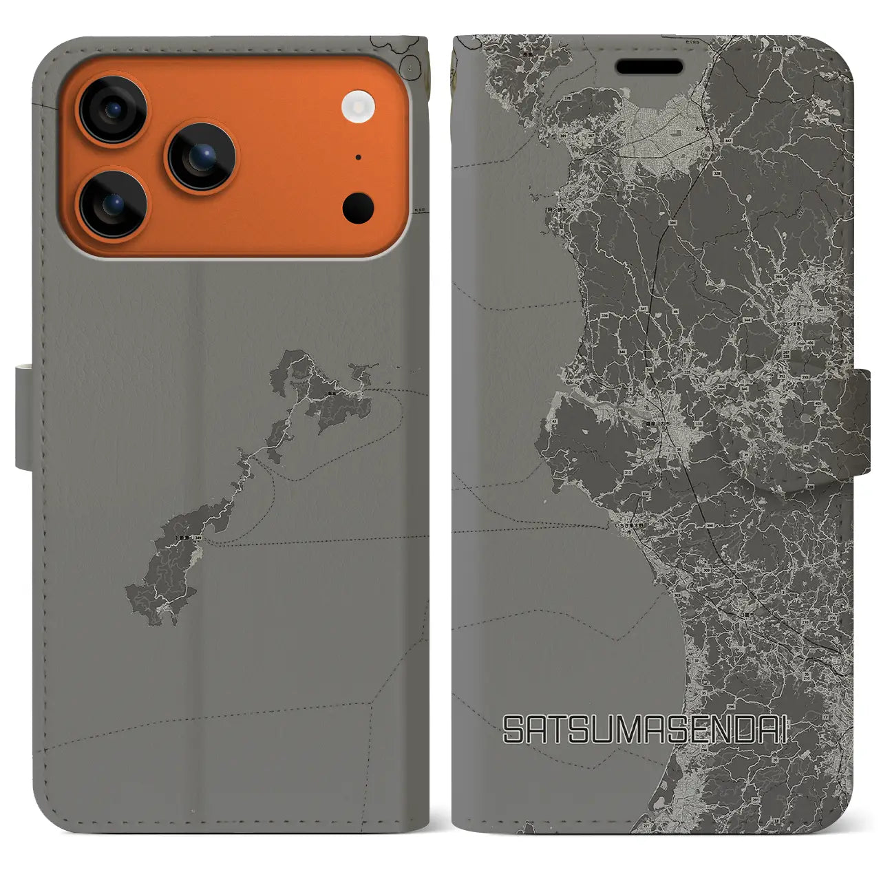 【薩摩川内(鹿児島県)】地図柄iPhoneケース(手帳タイプ)