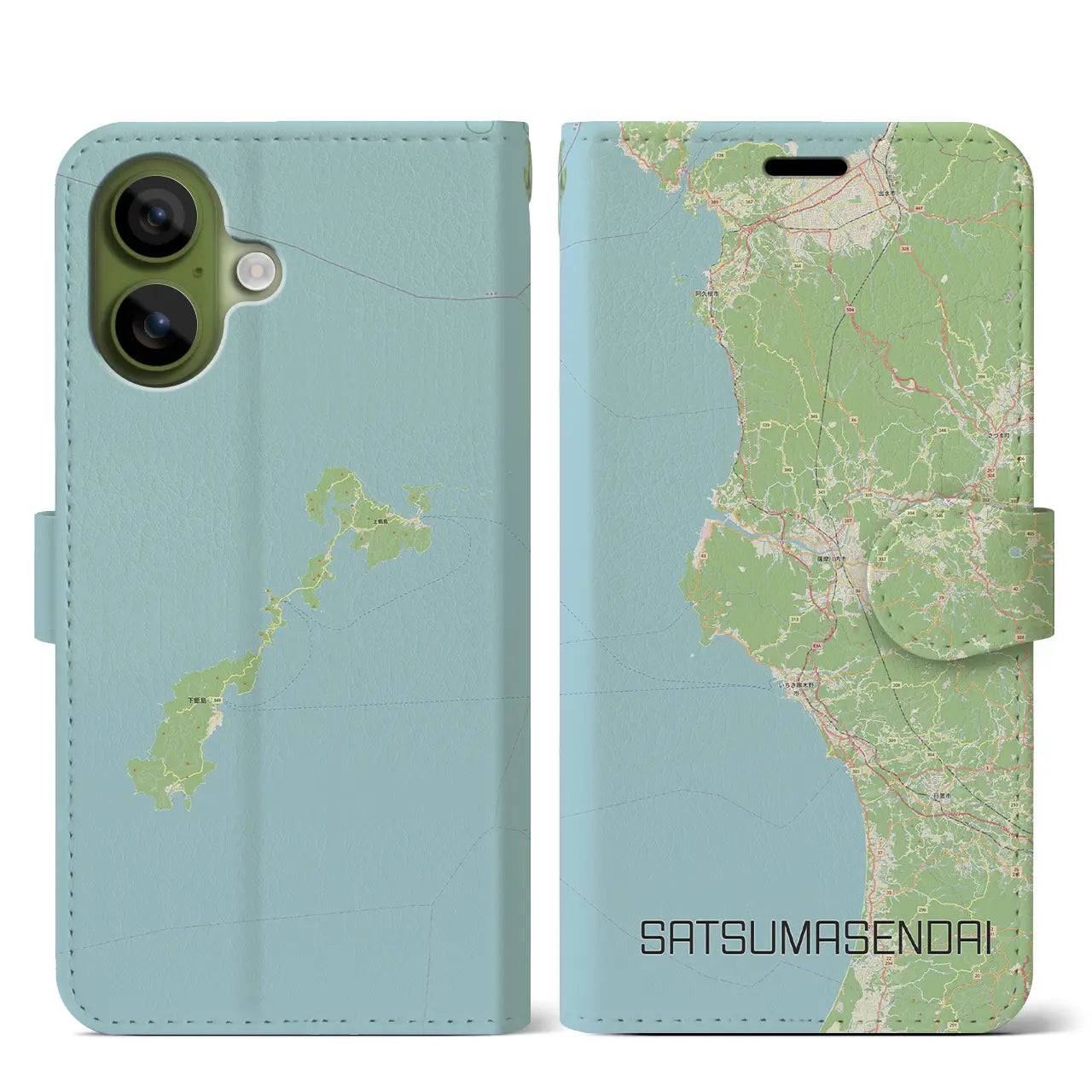 【薩摩川内(鹿児島県)】地図柄iPhoneケース(手帳タイプ)