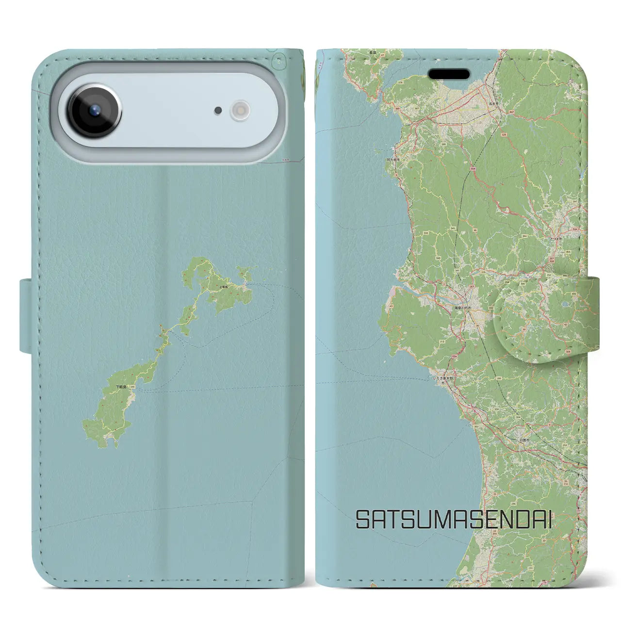 【薩摩川内(鹿児島県)】地図柄iPhoneケース(手帳タイプ)