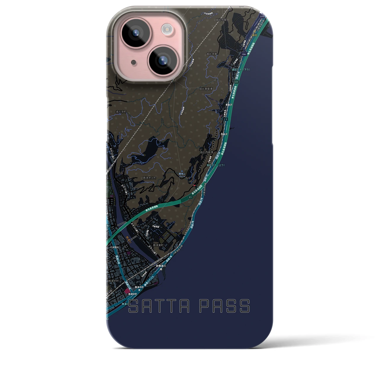 【薩埵峠(静岡県)】地図柄iPhoneケース(バックカバータイプ)