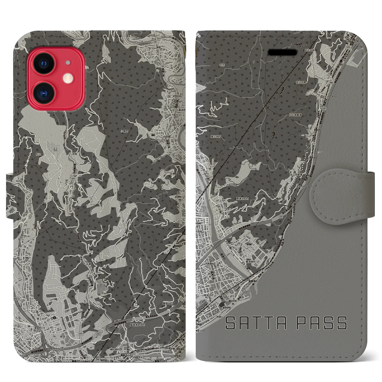 【薩埵峠(静岡県)】地図柄iPhoneケース(手帳タイプ)