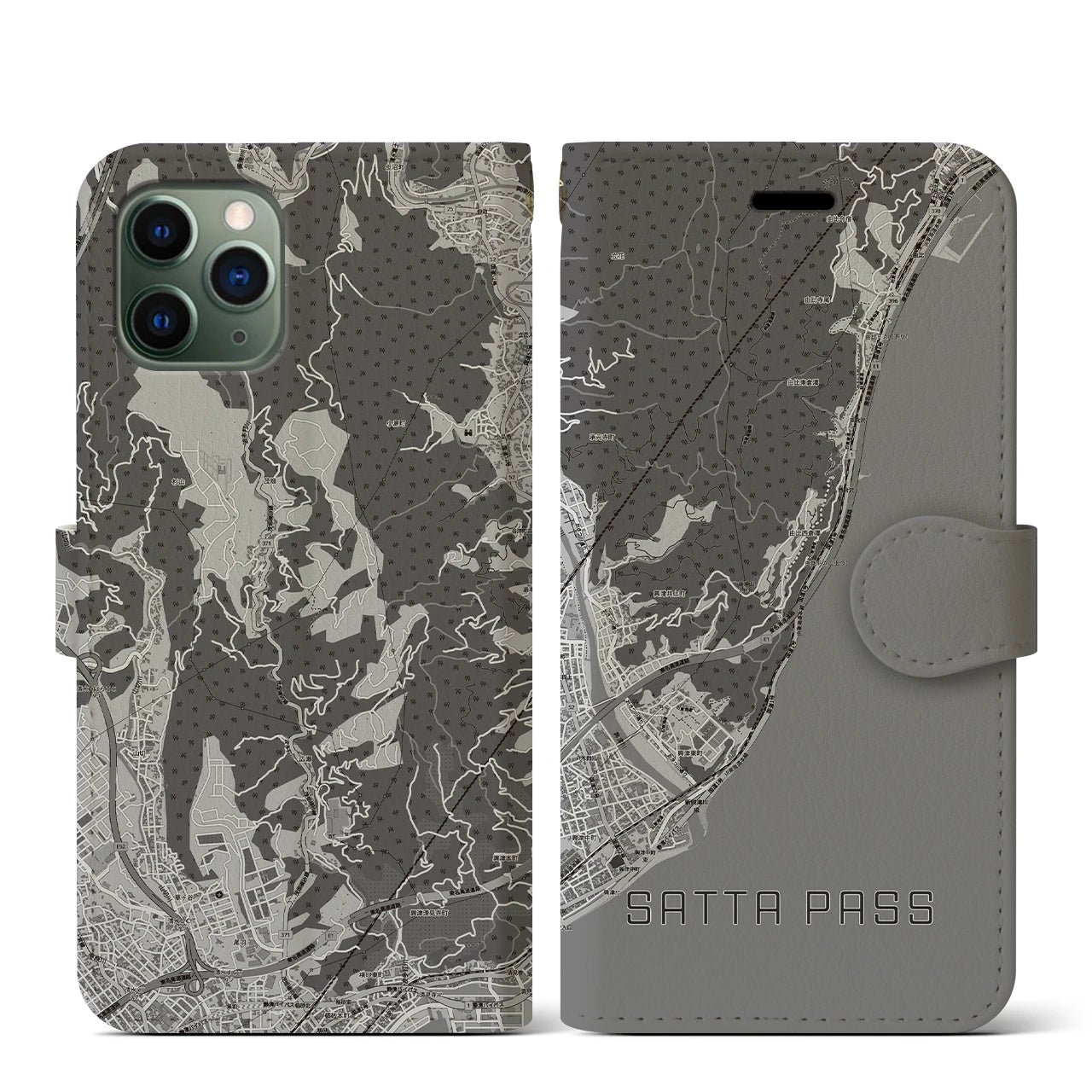 【薩埵峠(静岡県)】地図柄iPhoneケース(手帳タイプ)