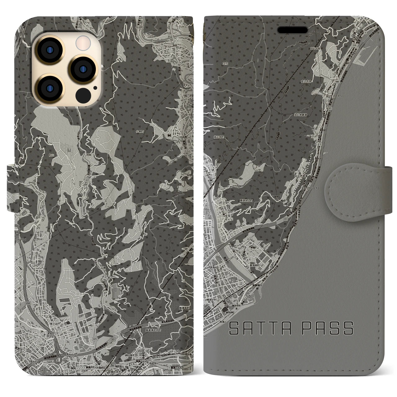 【薩埵峠(静岡県)】地図柄iPhoneケース(手帳タイプ)