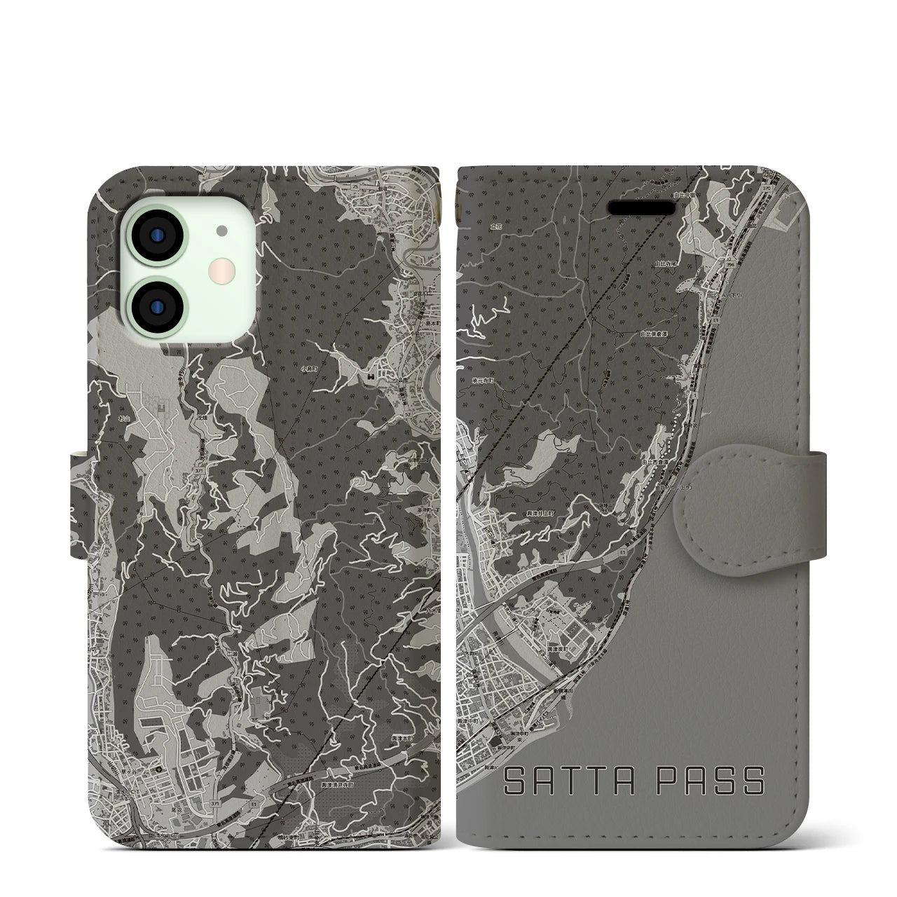 【薩埵峠(静岡県)】地図柄iPhoneケース(手帳タイプ)