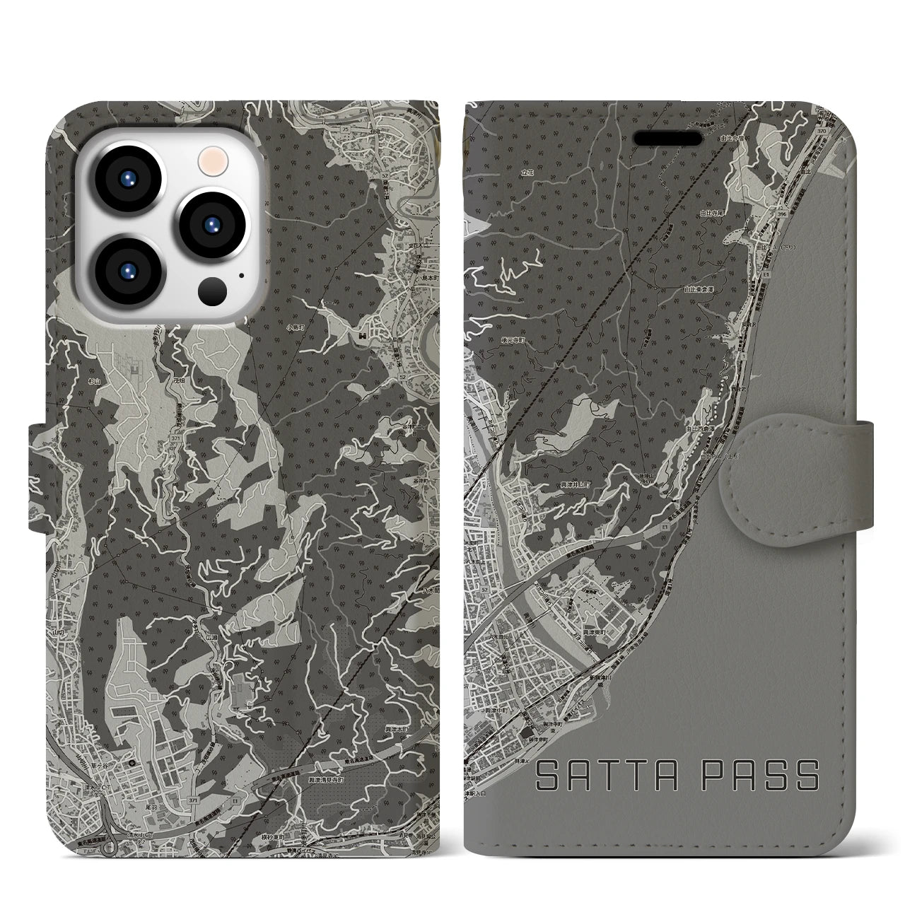 【薩埵峠(静岡県)】地図柄iPhoneケース(手帳タイプ)