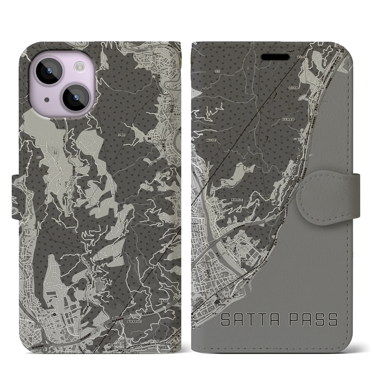 【薩埵峠(静岡県)】地図柄iPhoneケース(手帳タイプ)