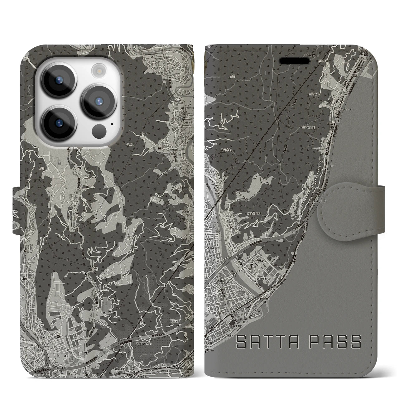 【薩埵峠(静岡県)】地図柄iPhoneケース(手帳タイプ)