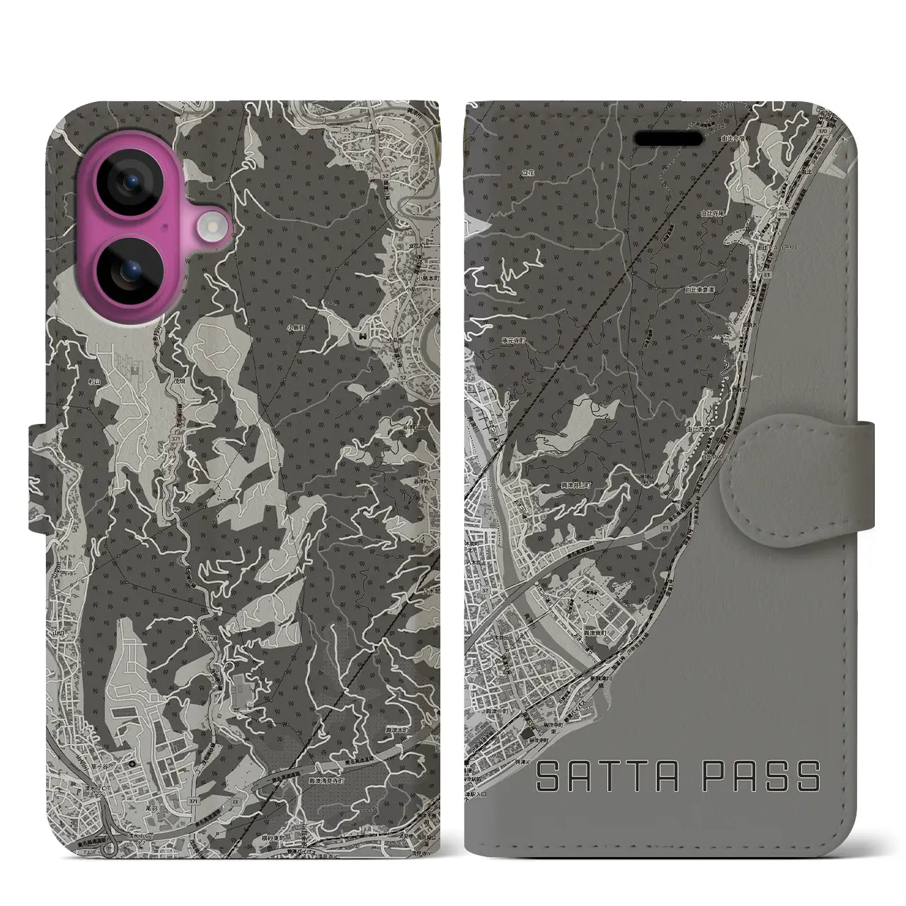 【薩埵峠(静岡県)】地図柄iPhoneケース(手帳タイプ)