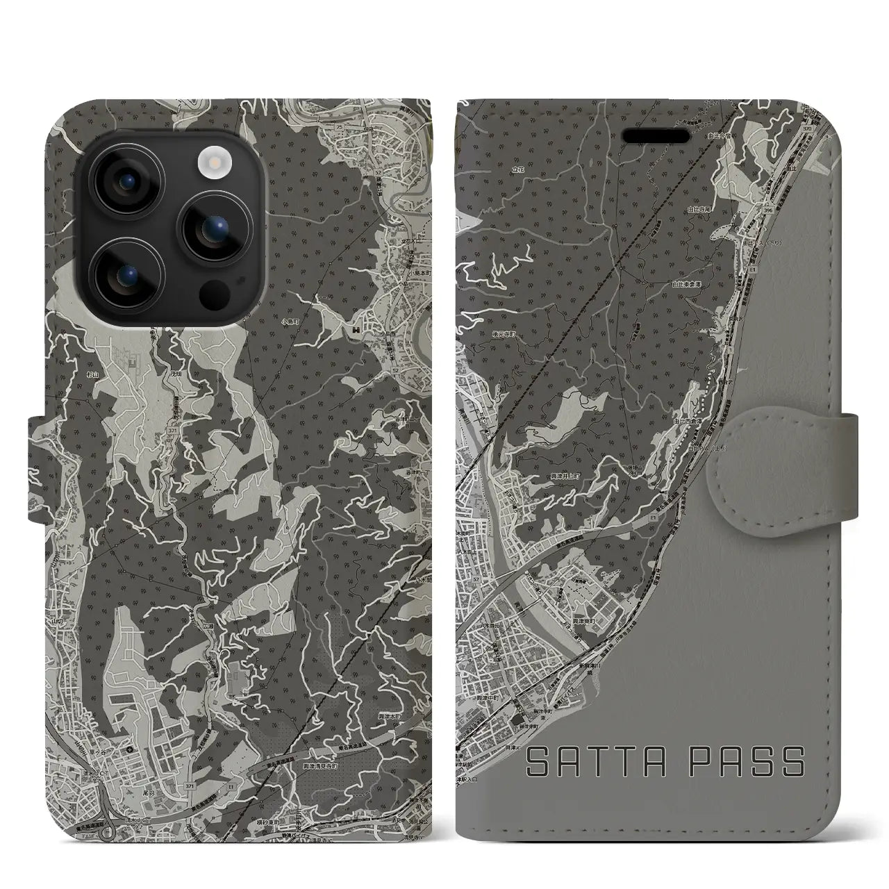 【薩埵峠(静岡県)】地図柄iPhoneケース(手帳タイプ)