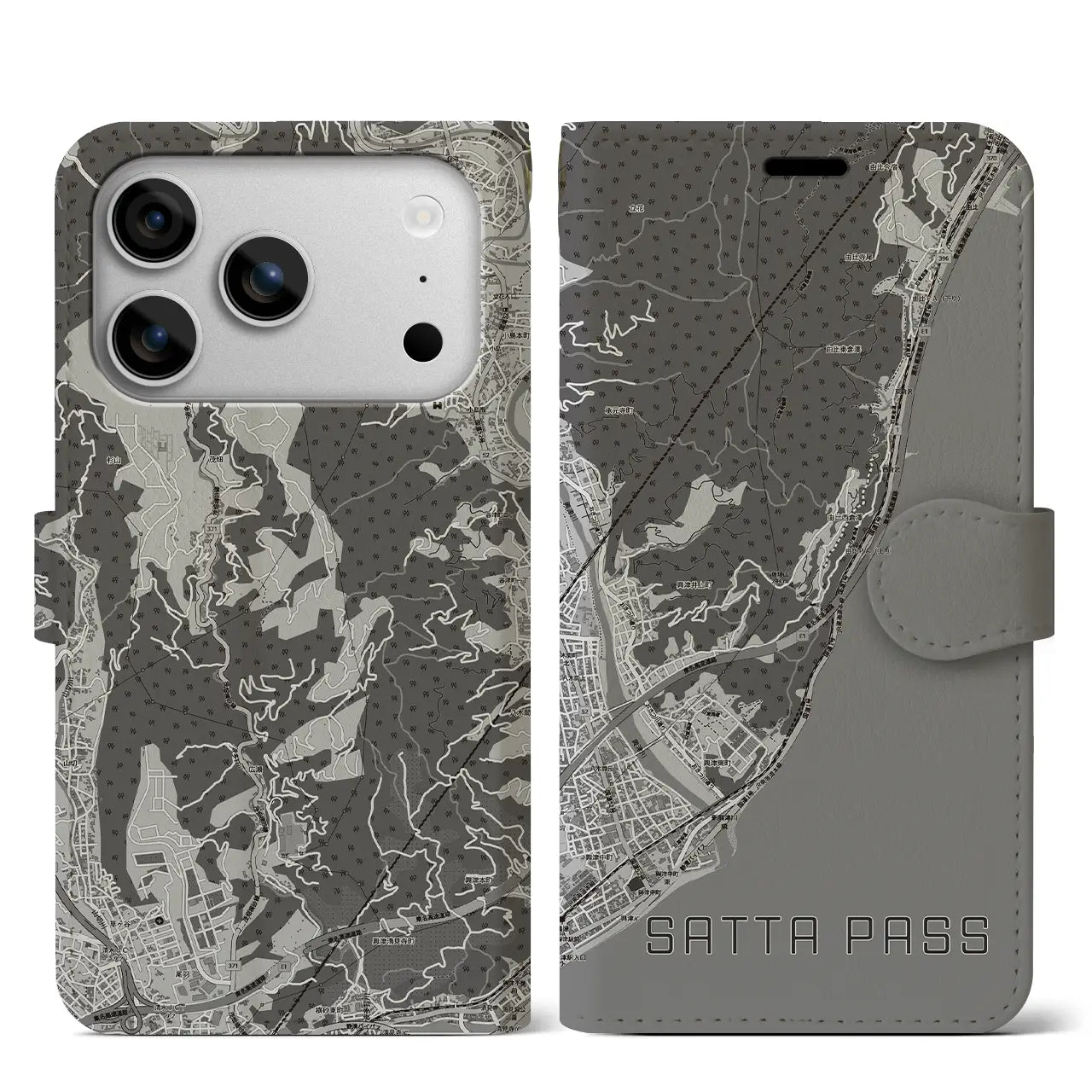 【薩埵峠(静岡県)】地図柄iPhoneケース(手帳タイプ)