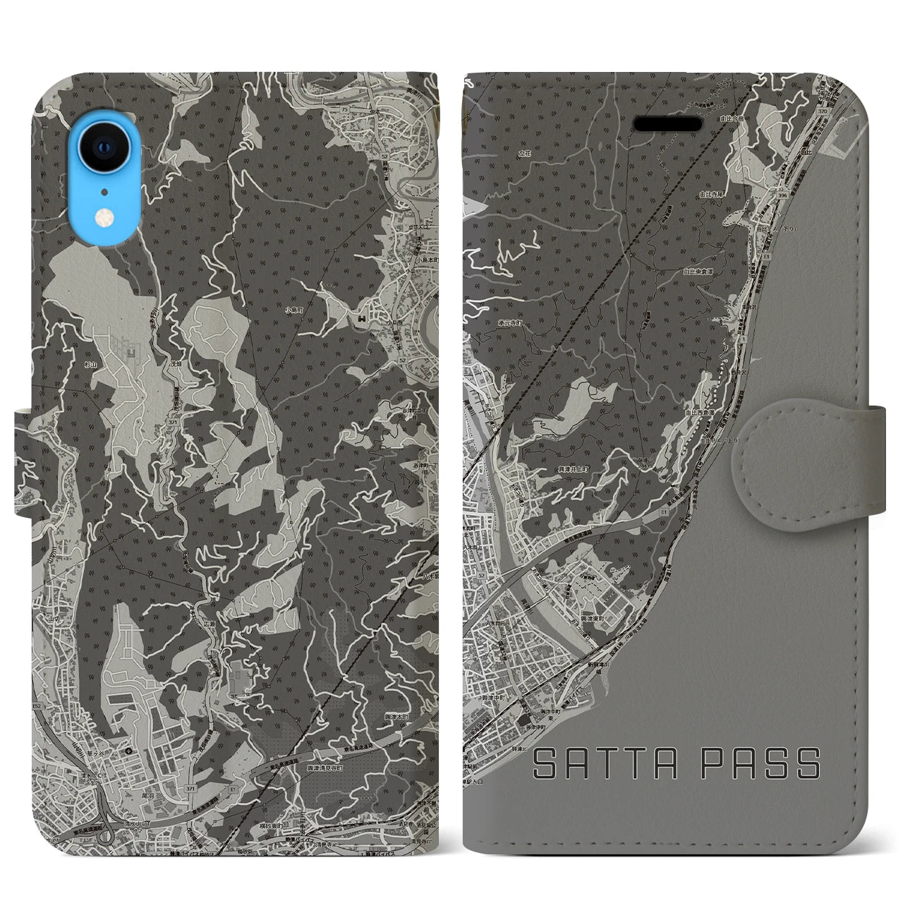 【薩埵峠(静岡県)】地図柄iPhoneケース(手帳タイプ)