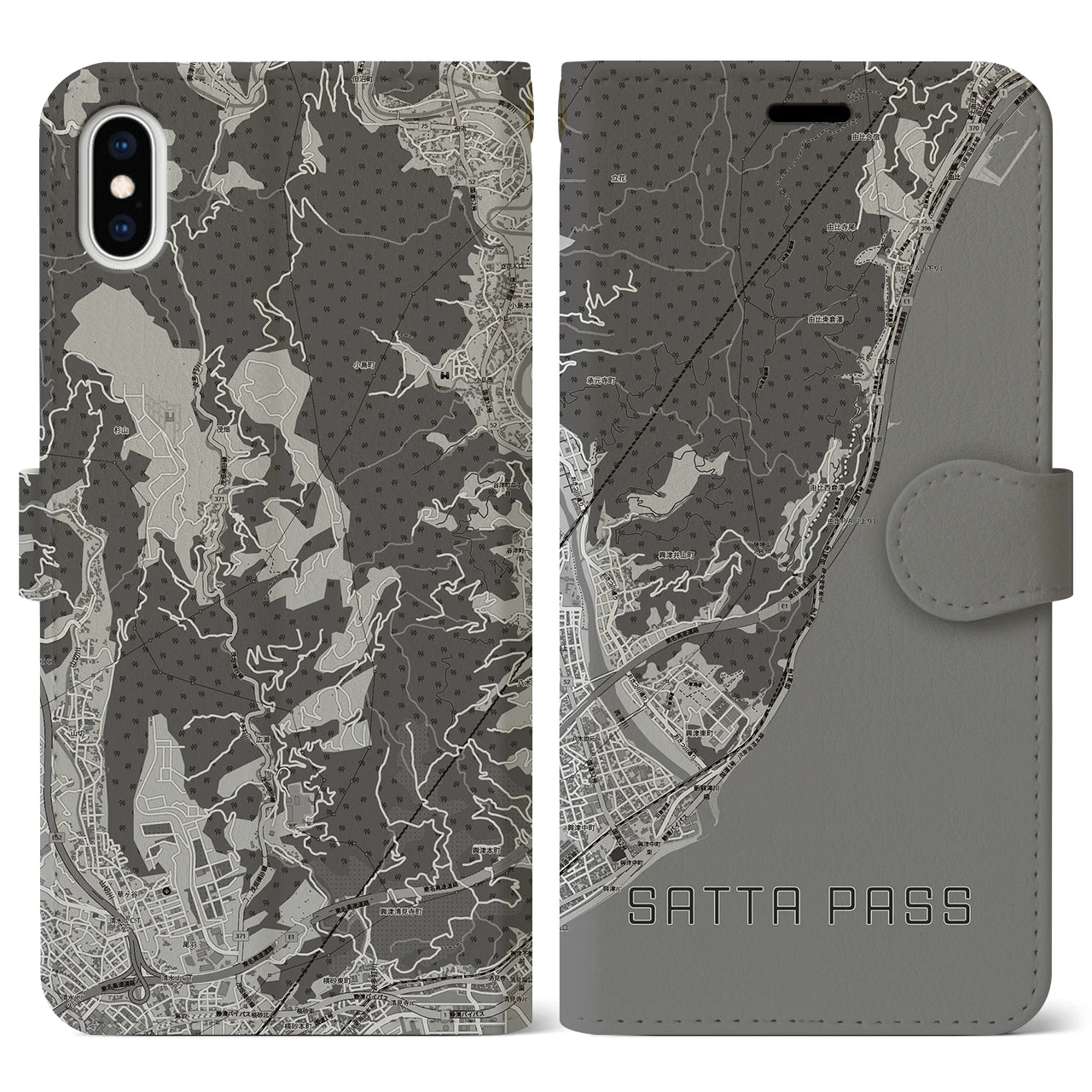 【薩埵峠(静岡県)】地図柄iPhoneケース(手帳タイプ)