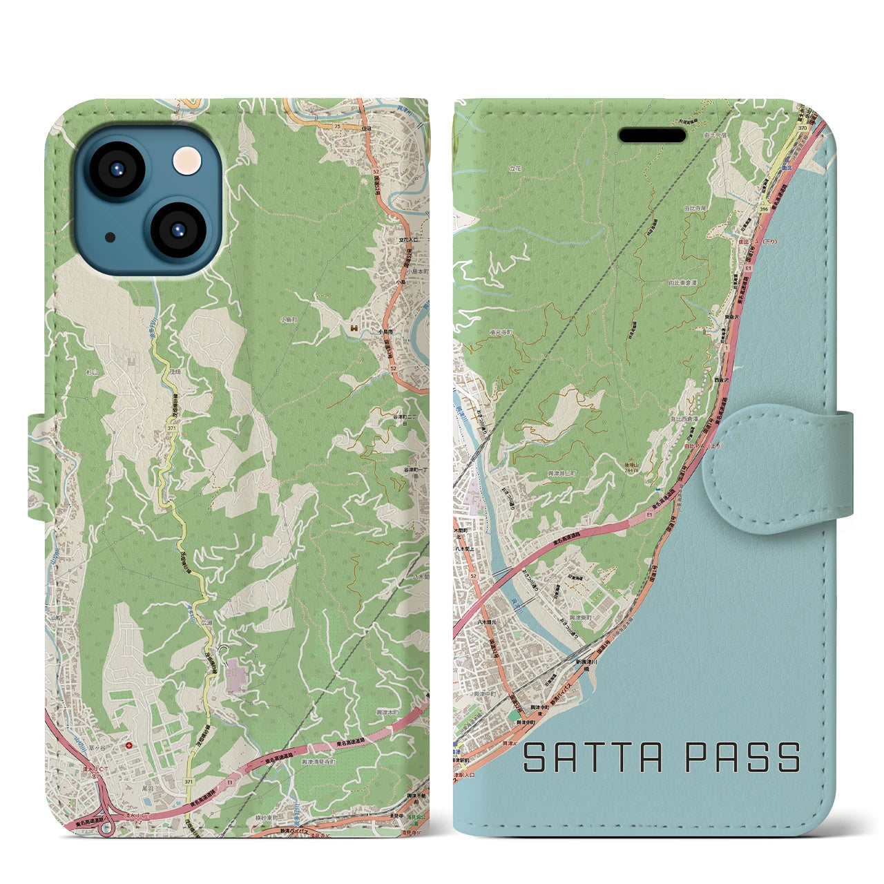 【薩埵峠(静岡県)】地図柄iPhoneケース(手帳タイプ)