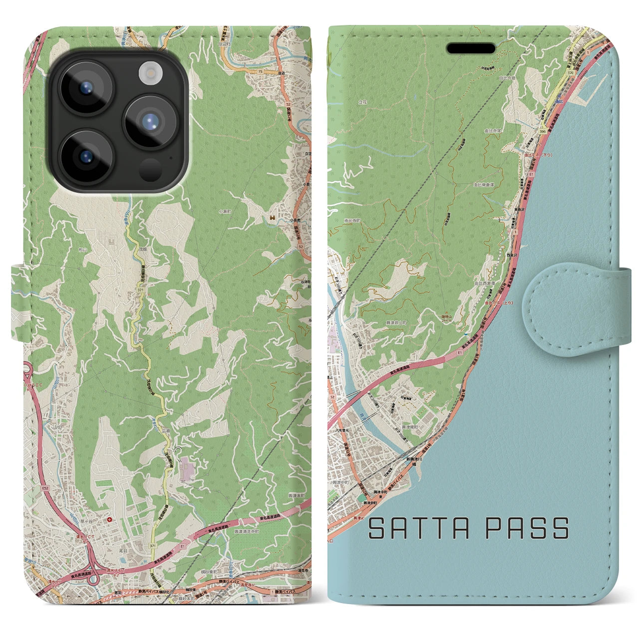 【薩埵峠(静岡県)】地図柄iPhoneケース(手帳タイプ)