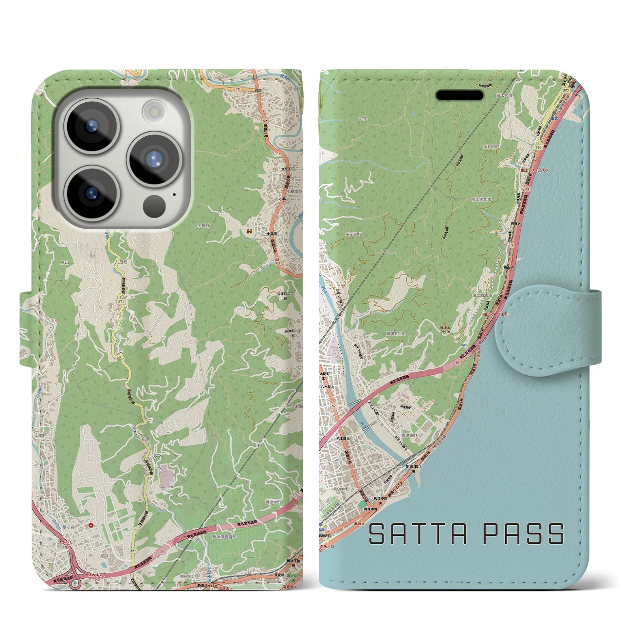 【薩埵峠(静岡県)】地図柄iPhoneケース(手帳タイプ)