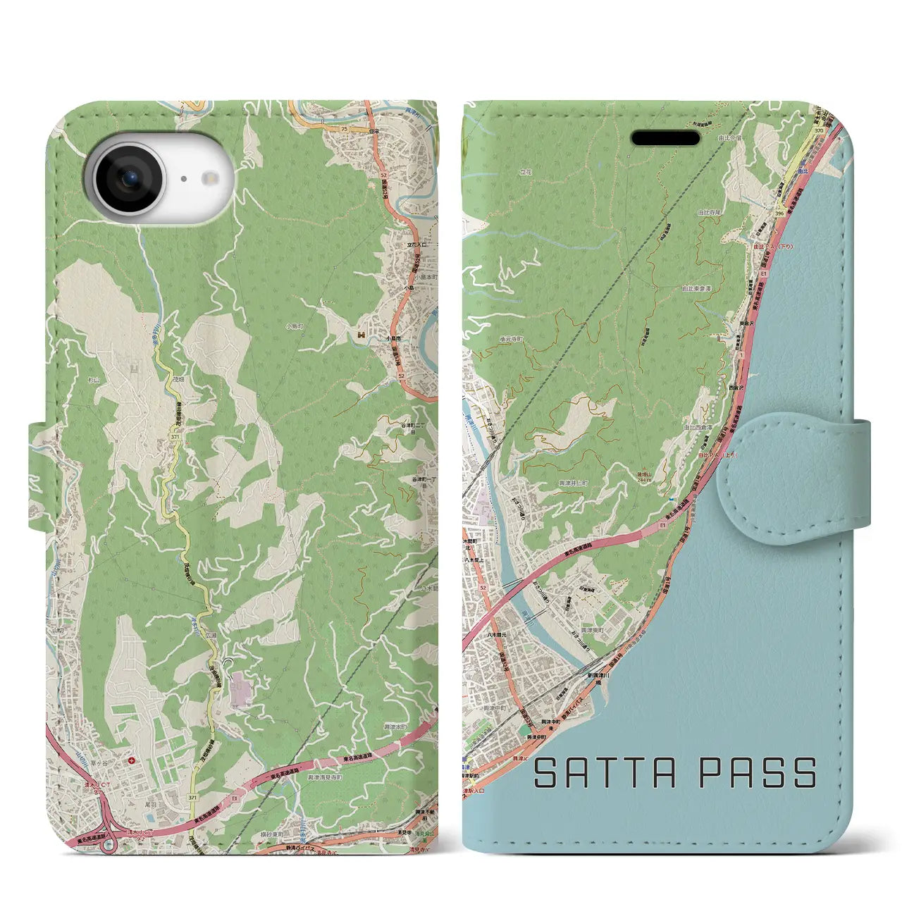 【薩埵峠(静岡県)】地図柄iPhoneケース(手帳タイプ)