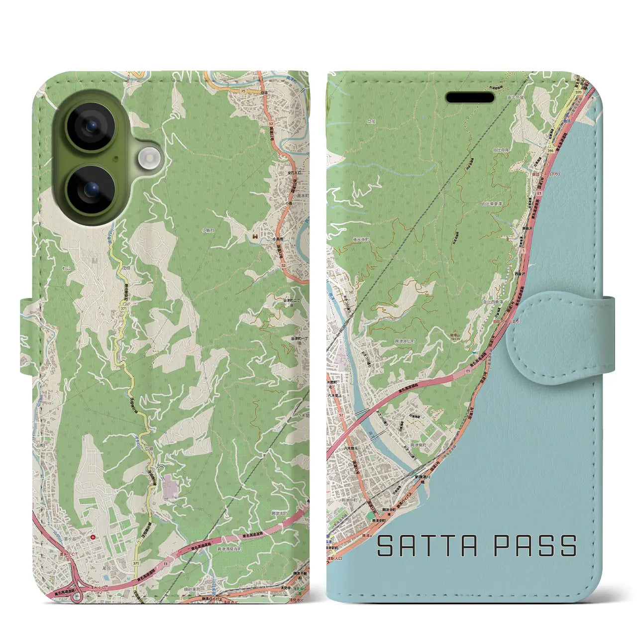 【薩埵峠(静岡県)】地図柄iPhoneケース(手帳タイプ)
