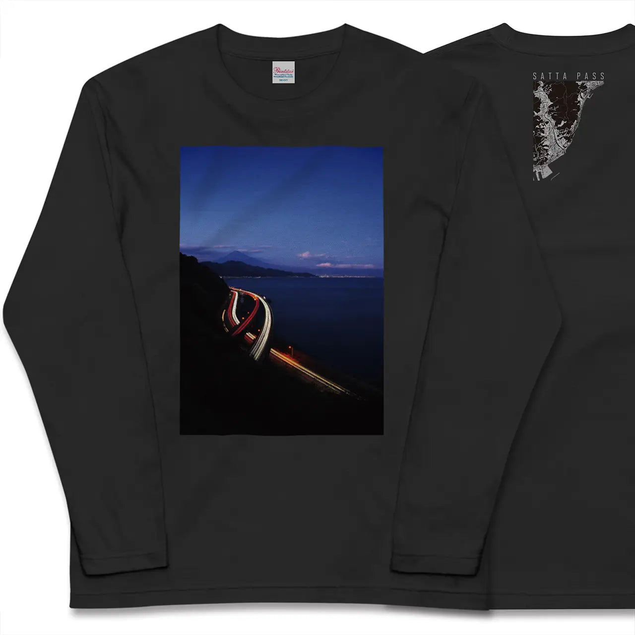 【薩埵峠(静岡県)】Map World ロングスリーブTシャツ