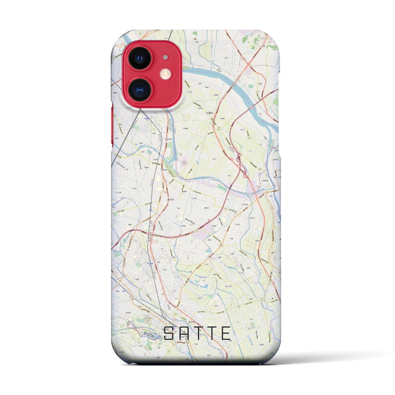 【幸手(埼玉県)】地図柄iPhoneケース(バックカバータイプ)