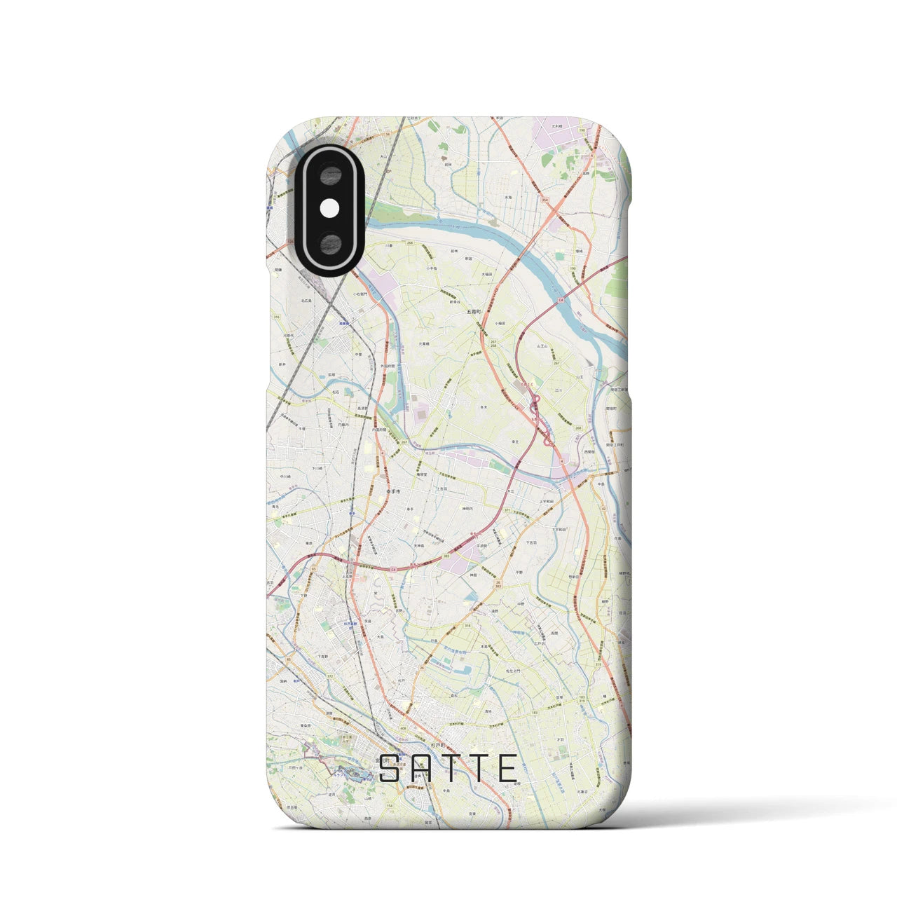 【幸手(埼玉県)】地図柄iPhoneケース(バックカバータイプ)