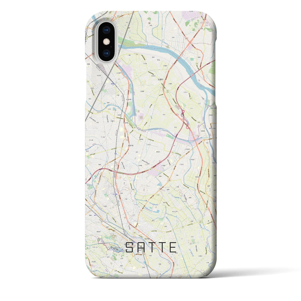 【幸手(埼玉県)】地図柄iPhoneケース(バックカバータイプ)