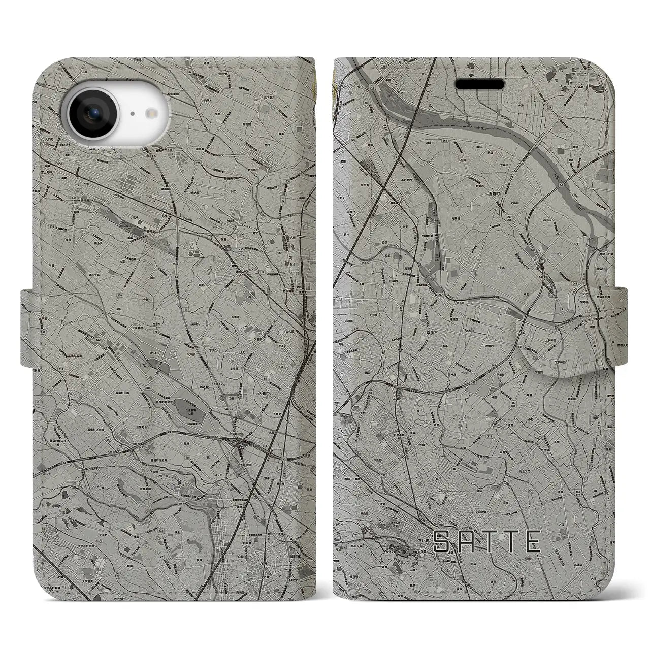 【幸手(埼玉県)】地図柄iPhoneケース(手帳タイプ)