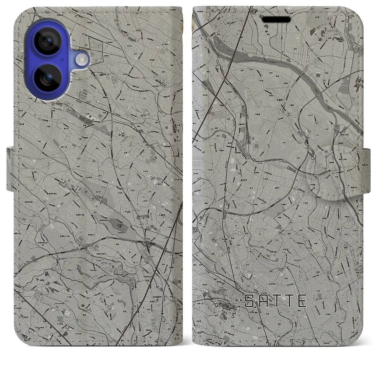 【幸手(埼玉県)】地図柄iPhoneケース(手帳タイプ)