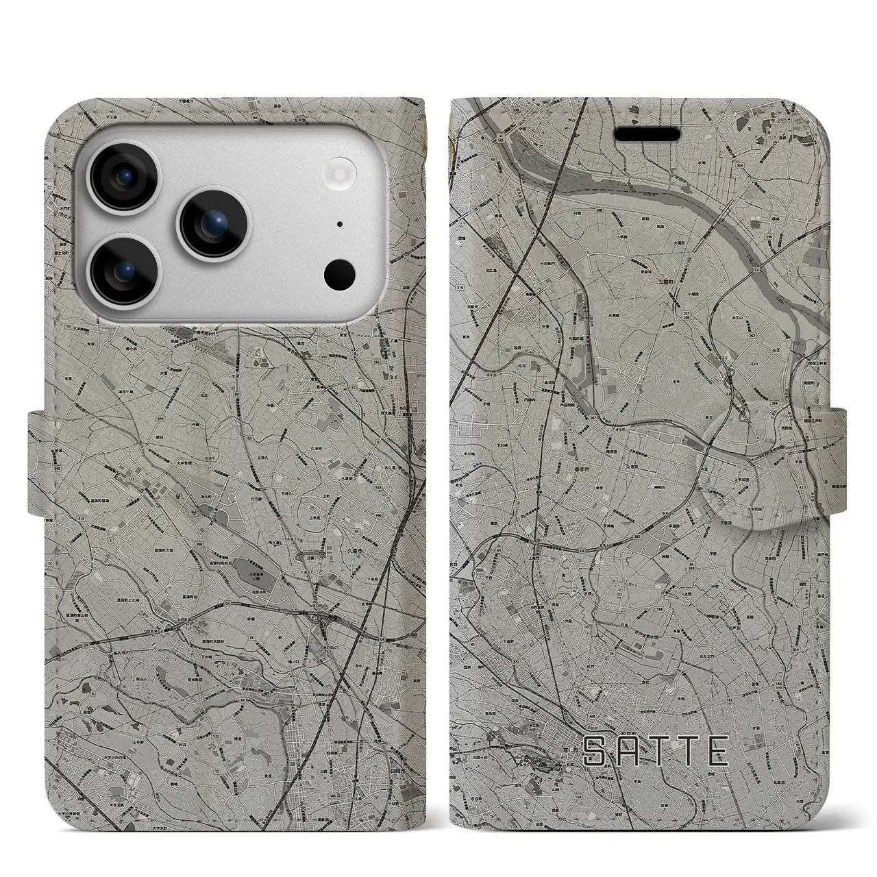 【幸手(埼玉県)】地図柄iPhoneケース(手帳タイプ)