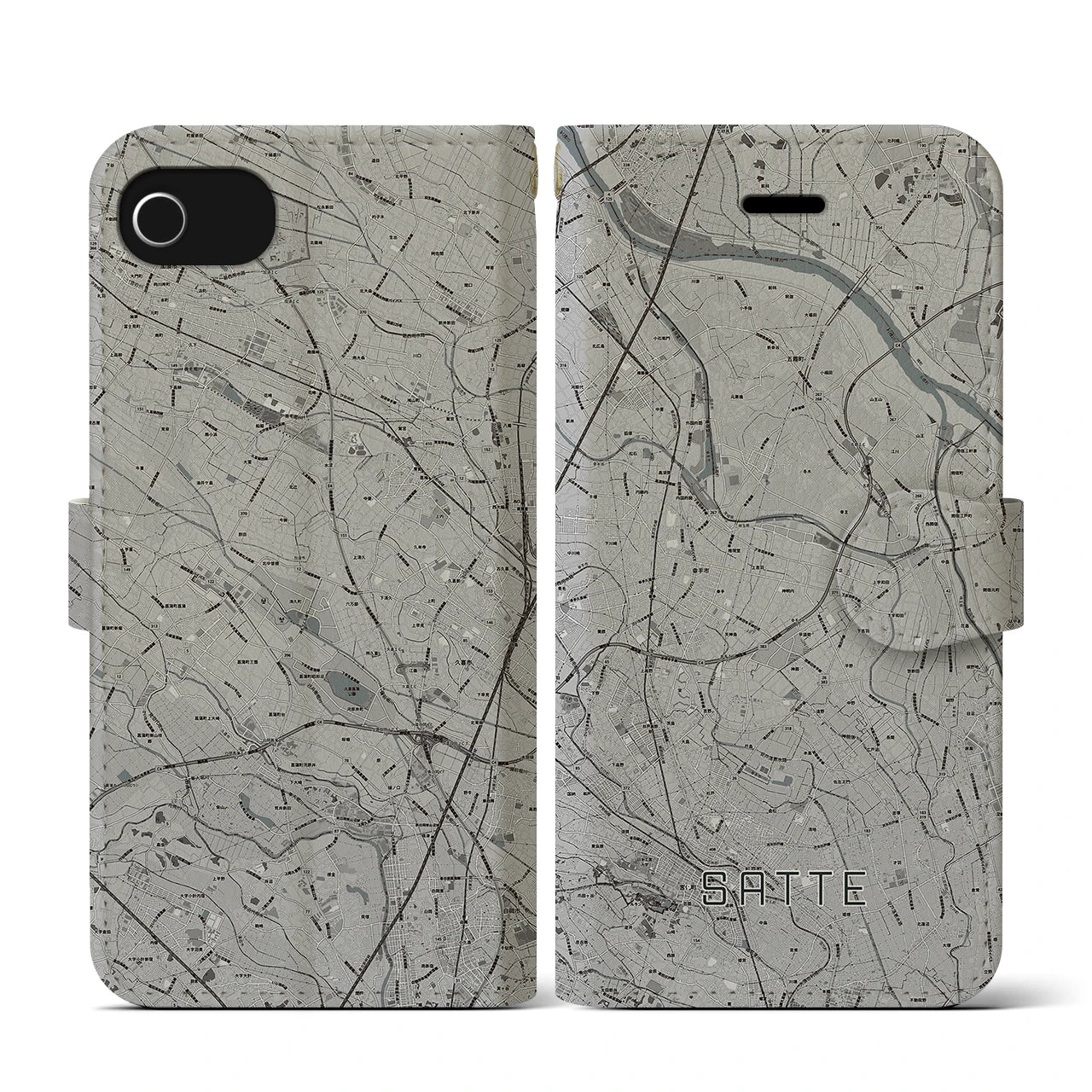 【幸手(埼玉県)】地図柄iPhoneケース(手帳タイプ)