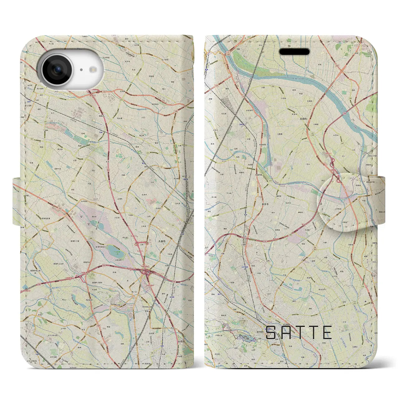 【幸手(埼玉県)】地図柄iPhoneケース(手帳タイプ)