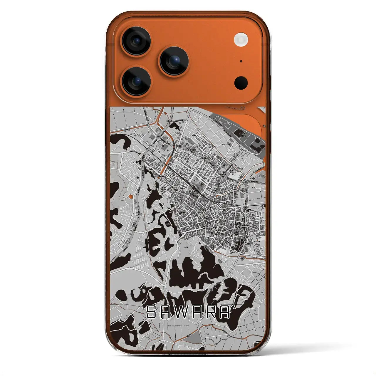 【佐原(千葉県)】地図柄iPhoneケース(クリアタイプ)モノトーン・iPhone 17 Pro Max 用