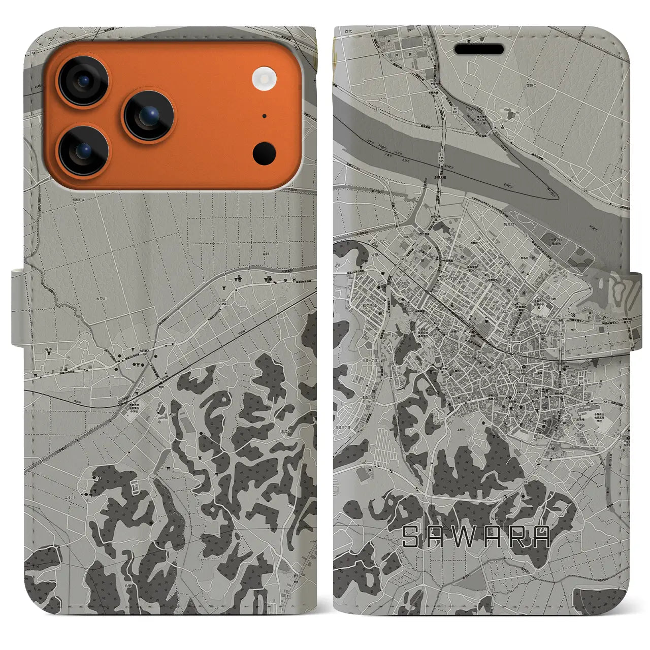 【佐原(千葉県)】地図柄iPhoneケース(手帳タイプ)