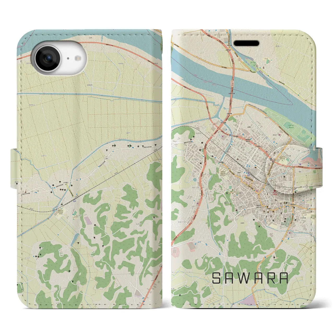 【佐原(千葉県)】地図柄iPhoneケース(手帳タイプ)