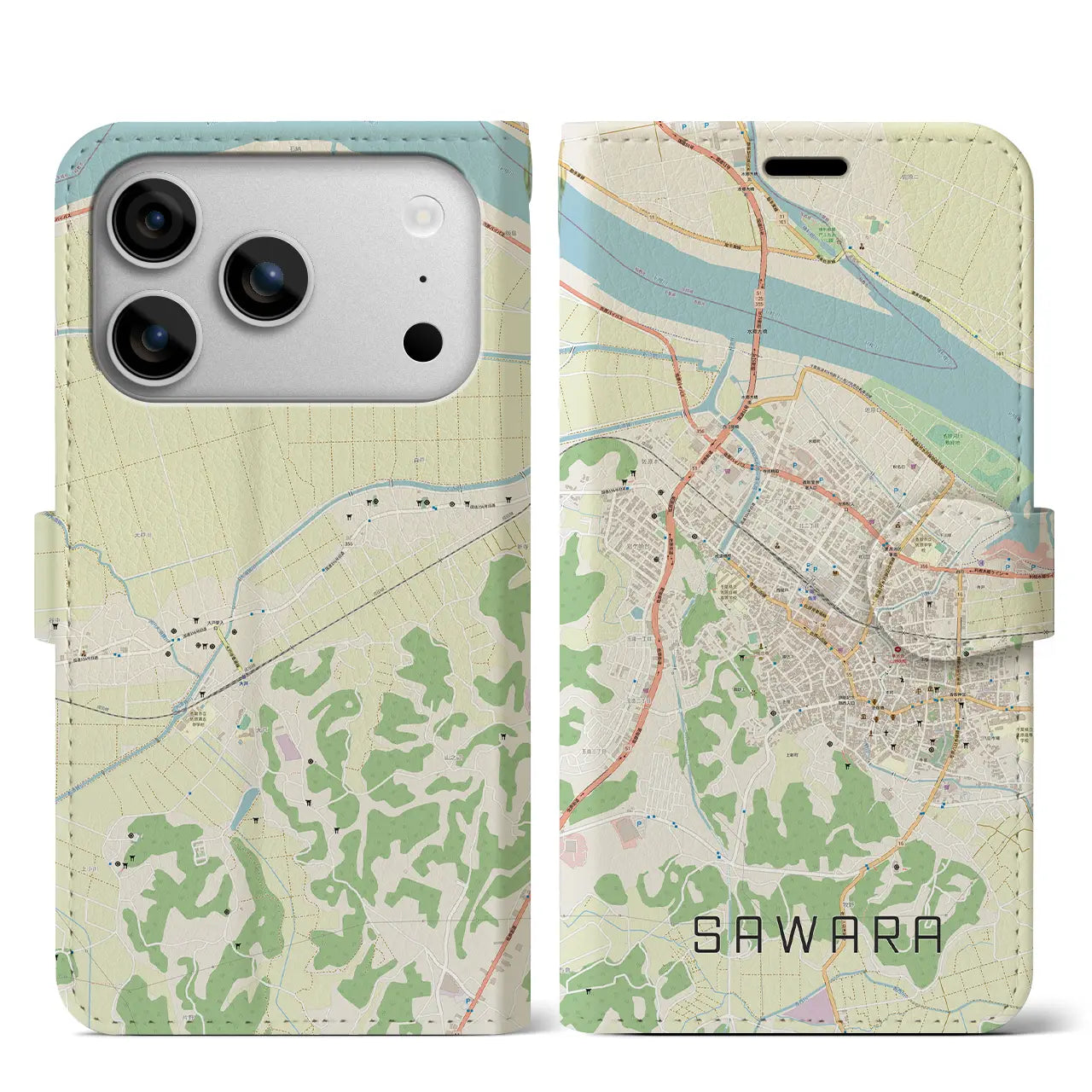 【佐原(千葉県)】地図柄iPhoneケース(手帳タイプ)